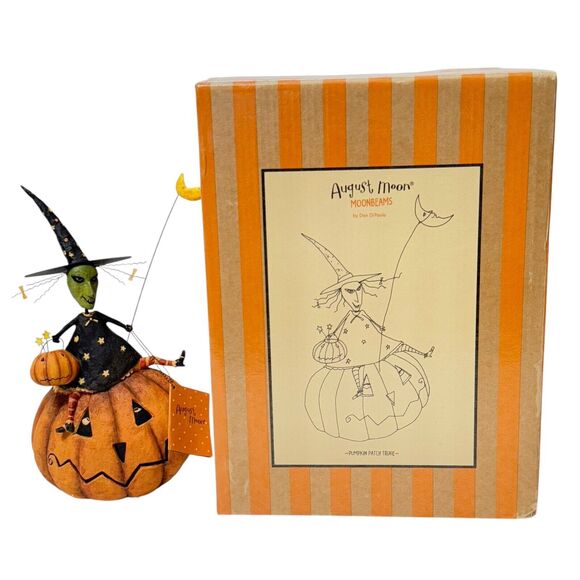 August Moon Pumpkin Patch Trixie Witch Halloween Decor JackO Lantern Dan DiPaolo - Picture 1 of 12